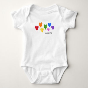 Rainbow Hearts Baby NAME Liebe Artisan Colorful Fu Strampler