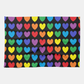 Rainbow Hearts Black Geschirrtuch