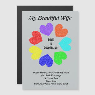 Rainbow Hearts Custom Invite Interracial Liebe Magneteinladung