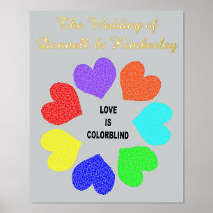 Rainbow Hearts Custom Wedding der interrassischen Foliendrucke