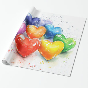 Rainbow Hearts Digitale Kunst Geschenkpapier