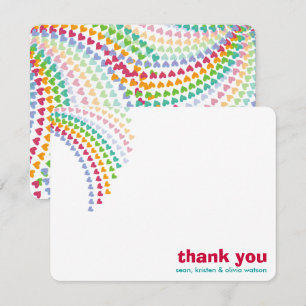 Rainbow Hearts Fun Sprinkles Whimsical Baby Shower Dankeskarte