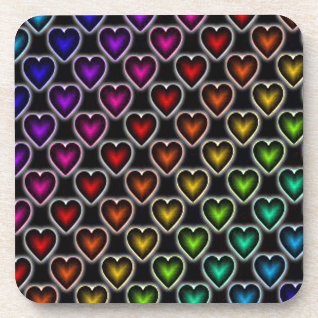 Rainbow Hearts Getränkeuntersetzer (Vorderseite)