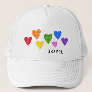 Rainbow Hearts Grampa NAME Liebe Freuen Spaß Truckerkappe