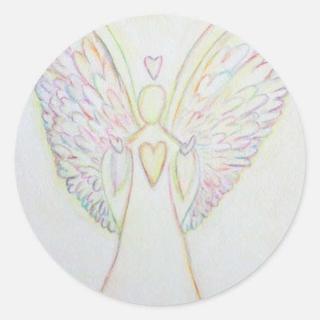 Rainbow Hearts Guardian Angel Art Custom Stickers (Vorderseite)