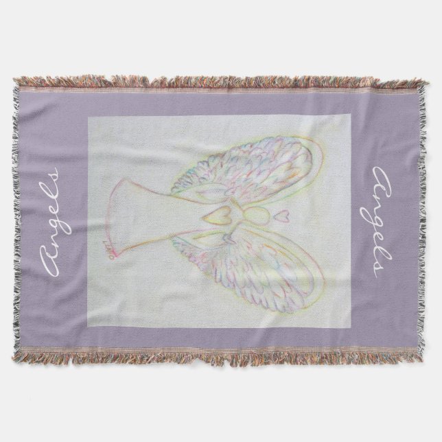 Rainbow Hearts Guardian Angel Custom Throw Blanket Decke (Vorderseite)