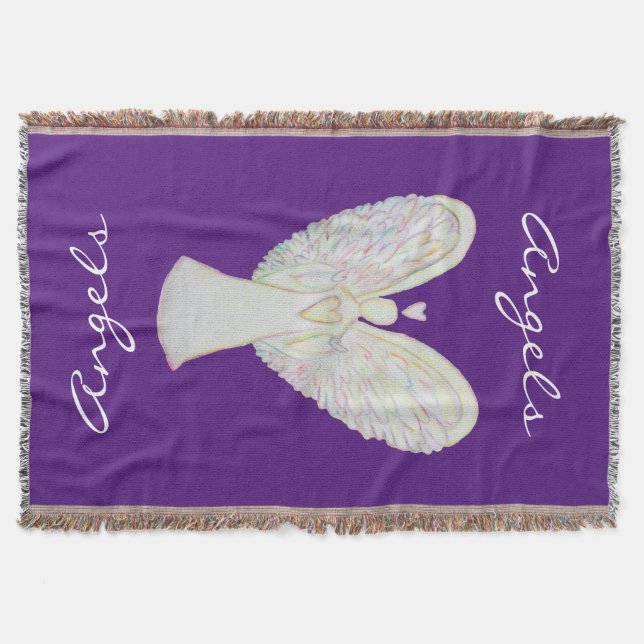 Rainbow Hearts Guardian Angel Custom Throw Blanket Decke (Vorderseite)