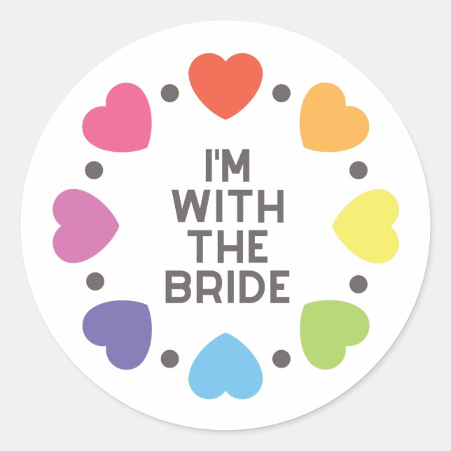 Rainbow Hearts Ich bin mit dem Bride Sticker (Vorderseite)