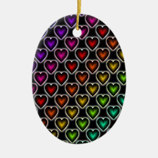 Rainbow Hearts Keramik Ornament (Vorne)
