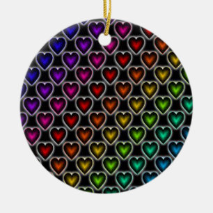 Rainbow Hearts Keramik Ornament
