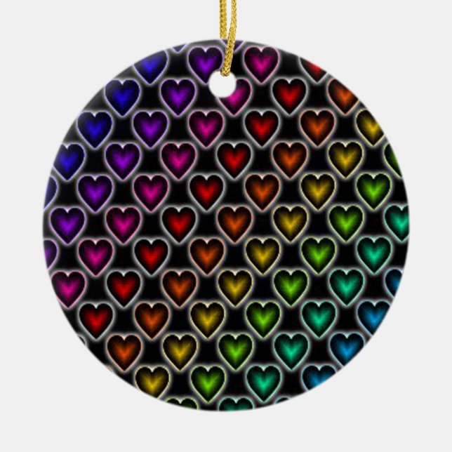 Rainbow Hearts Keramik Ornament (Vorne)