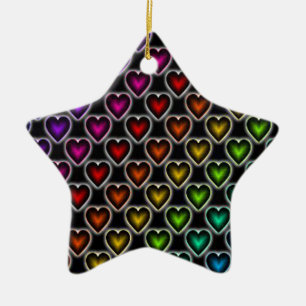 Rainbow Hearts Keramikornament