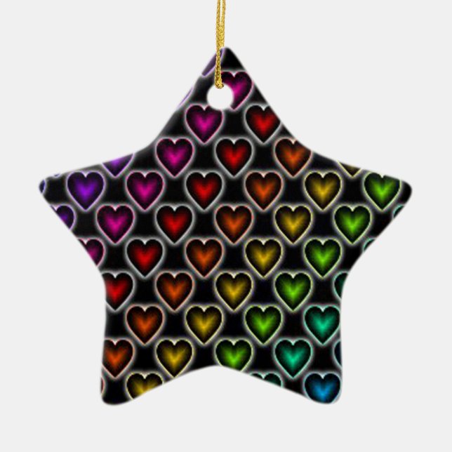 Rainbow Hearts Keramikornament (Vorne)