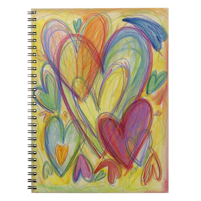 Rainbow Hearts Liebe Art Notebook Journal Notizblock (Vorderseite)