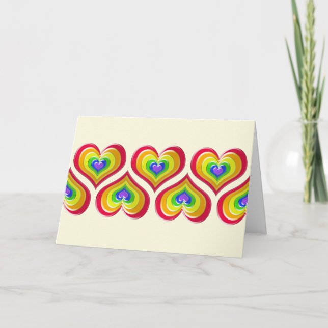 Rainbow Hearts Liebe gewinnt Valentin Feiertagskarte (Vorderseite)