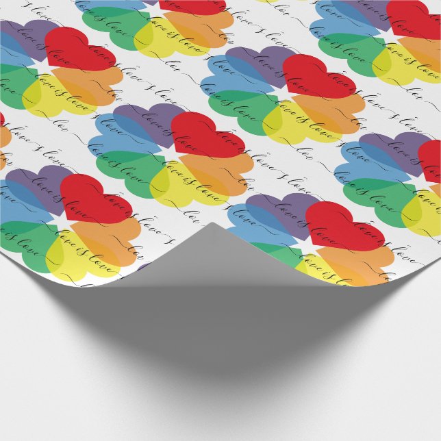 Rainbow Hearts Liebe ist Liebe Geschenkpapier (Ecke)