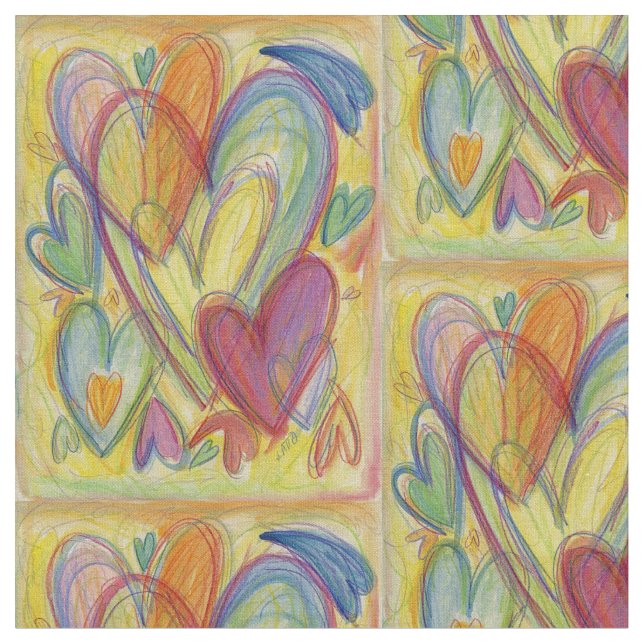 Rainbow Hearts Liebe Kunststoffe Stoff (Nahaufnahme)