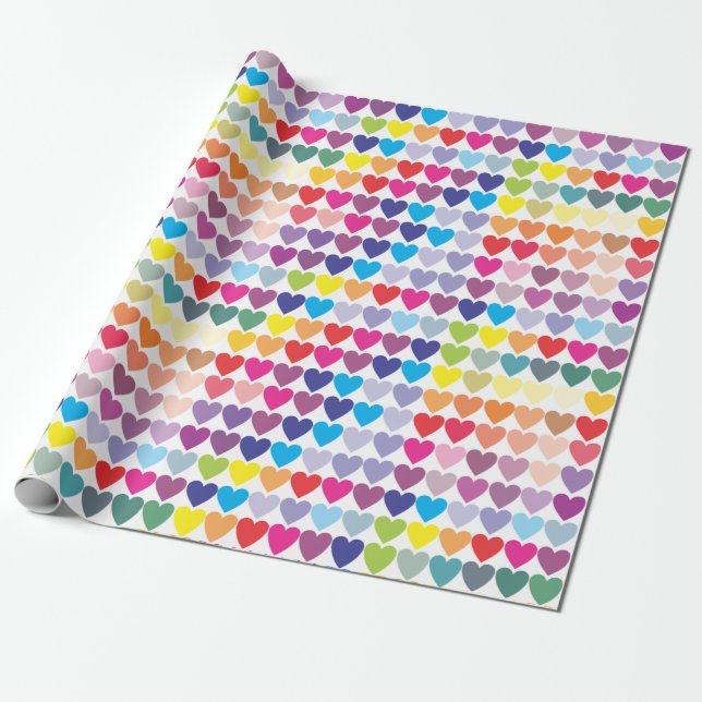 Rainbow Hearts Matte Wrapping Paper, 30" x 6' Geschenkpapier (Ungerollt)