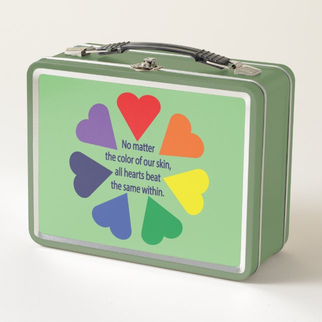 Rainbow Hearts Metall Brotdose (Vorderseite)