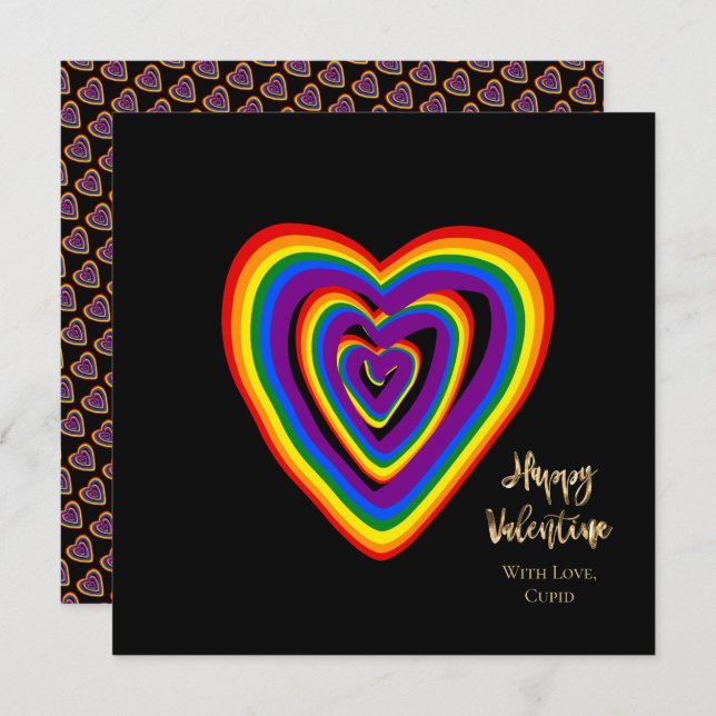 Rainbow Hearts Muster LGBTQ Valentinstag (Vorne/Hinten)