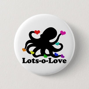 Rainbow Hearts Octopus Viele Lieben Button