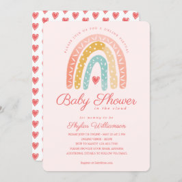 Rainbow & Hearts Online Virtual Girl Baby Shower Einladung