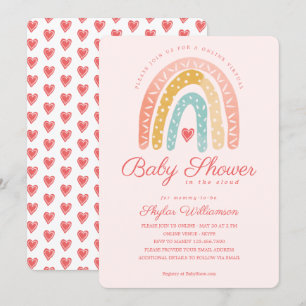 Rainbow & Hearts Online Virtual Girl Baby Shower Einladung