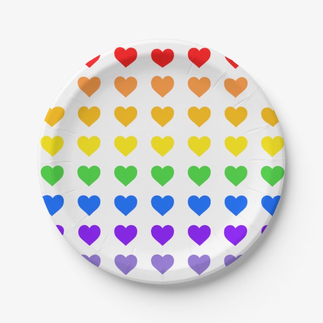 Rainbow Hearts Pappteller (Vorderseite)