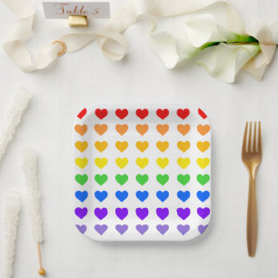 Rainbow Hearts Pappteller