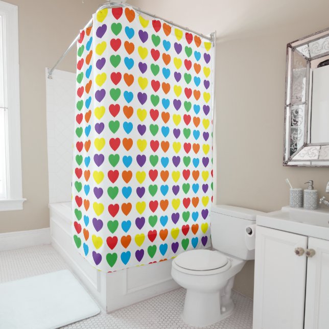 Rainbow Hearts Pattern Duschvorhang (Beispiel)