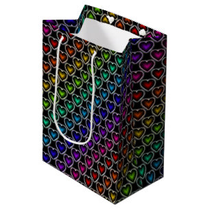Rainbow Hearts Pattern Geschenktasche Mittlere Geschenktüte