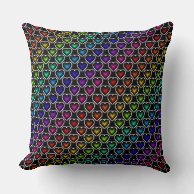 Rainbow Hearts Pattern Kissen (Vorderseite)