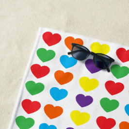 Rainbow Hearts Pattern Strandtuch