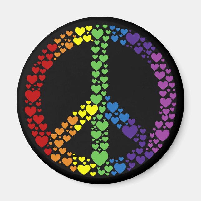 Rainbow Hearts Peace Sign Magnet (Vorne)
