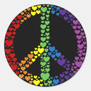 Rainbow Hearts Peace Sign Stickers