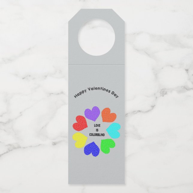 Rainbow Hearts Personalisierte Liebe Flaschenanhänger (Vorderseite)
