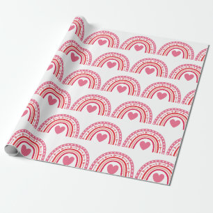 Rainbow-Hearts Pink Geschenkpapier
