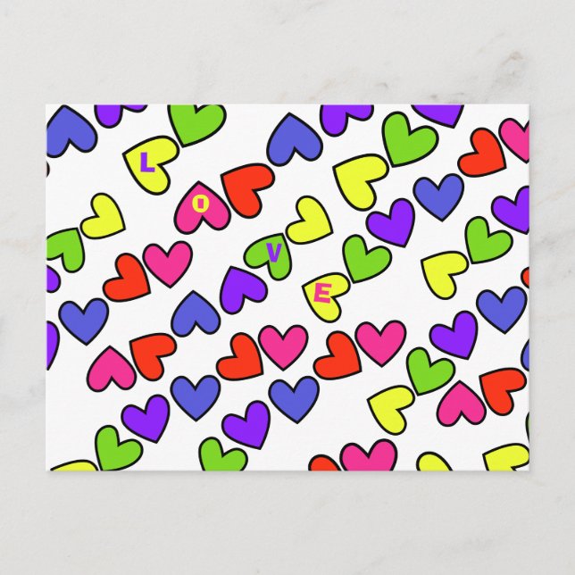 Rainbow Hearts Postkarte (Vorderseite)