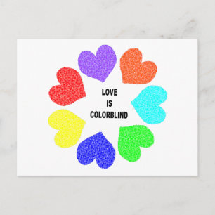 Rainbow Hearts Postkarte der interrassischen Liebe