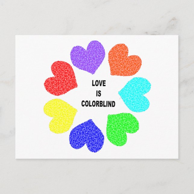 Rainbow Hearts Postkarte der interrassischen Liebe (Vorderseite)