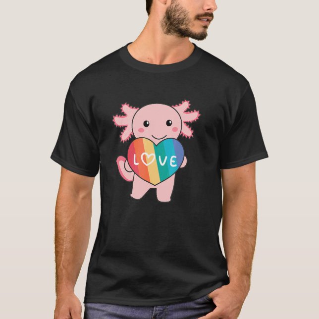 Rainbow Hearts Pride Lgbtq Cute Animals Axolotl T-Shirt (Vorderseite)
