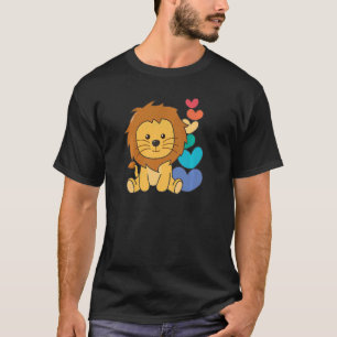 Rainbow Hearts Pride Lgbtq Niedlicher Tiere Lion T-Shirt