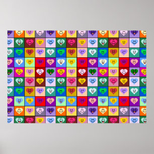 Rainbow Hearts Quadrate Poster