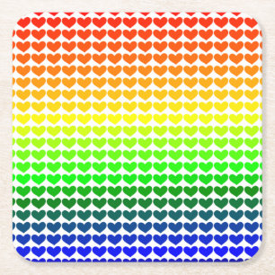 RAINBOW HEARTS RECHTECKIGER PAPPUNTERSETZER