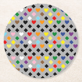 Rainbow Hearts Runder Pappuntersetzer