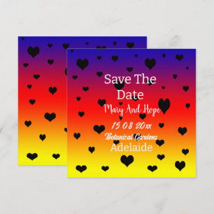 Rainbow Hearts Save the Date Gay Wedding,