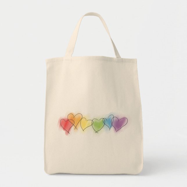 Rainbow-Hearts Tragetasche (Vorne)