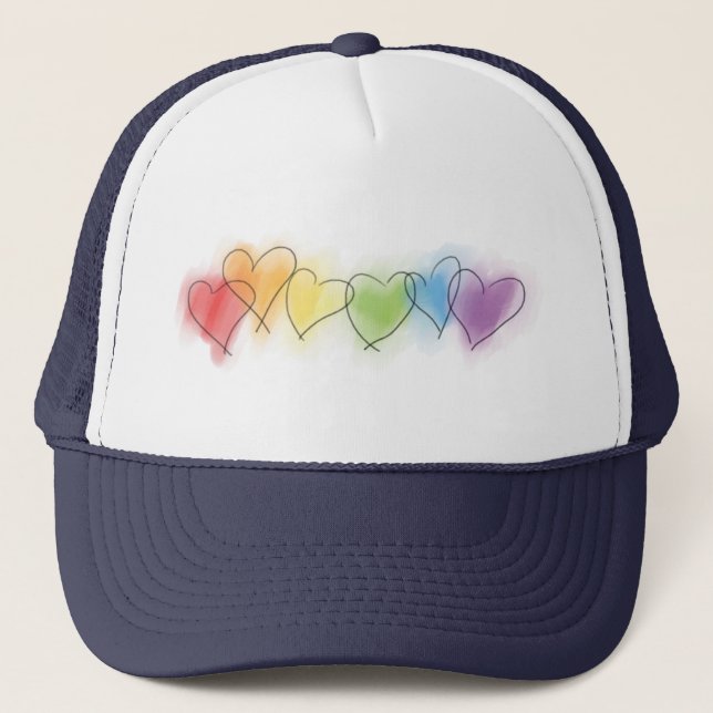Rainbow-Hearts Truckerkappe (Vorderseite)