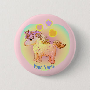Rainbow Hearts Unicorn Button