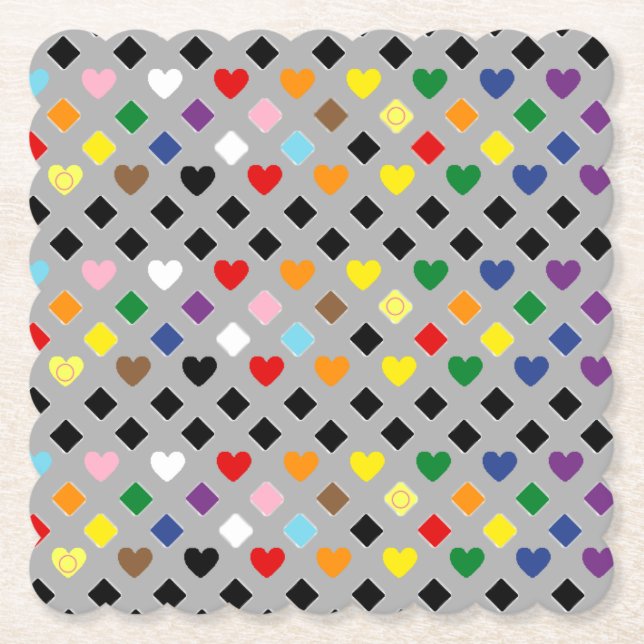 Rainbow Hearts Untersetzer (Vorderseite)